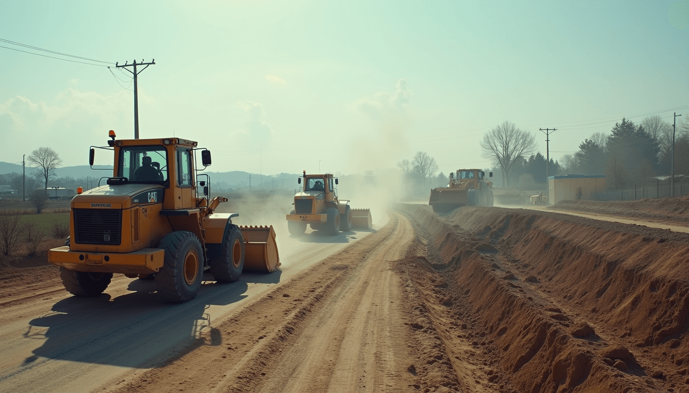 25/7 Construction heavy equipment on job site